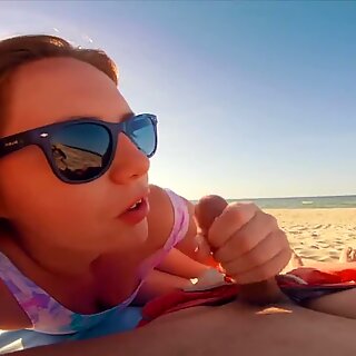 Jism on my nose & sun очила! risky любители червенокоси публичен плаж fast blowage